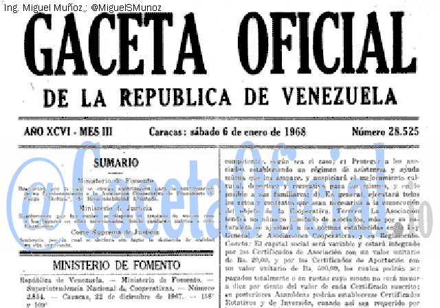 Gaceta Oficial 28525 del 6 Enero 1968