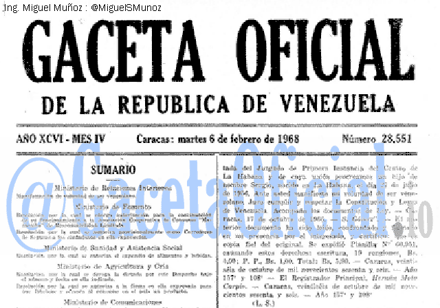 Gaceta Oficial 28551 del 6 Febrero 1968