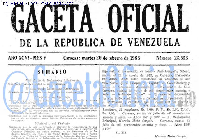 Gaceta Oficial 28563 del 20 Febrero 1968