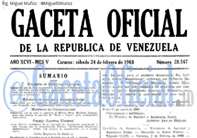 Gaceta Oficial 28567 del 24 Febrero 1968