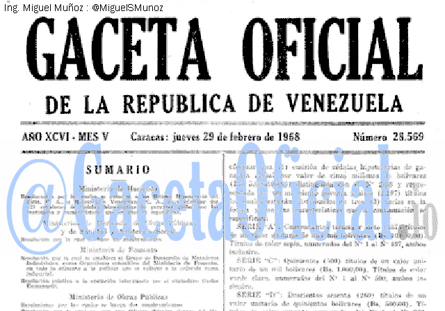 Gaceta Oficial 28569 del 29 Febrero 1968