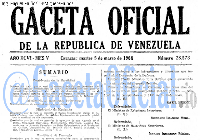 Gaceta Oficial 28573 del 5 Marzo 1968