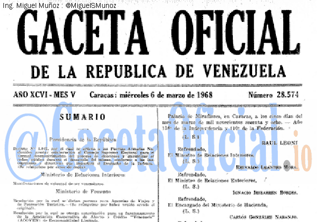 Gaceta Oficial 28574 del 6 Marzo 1968