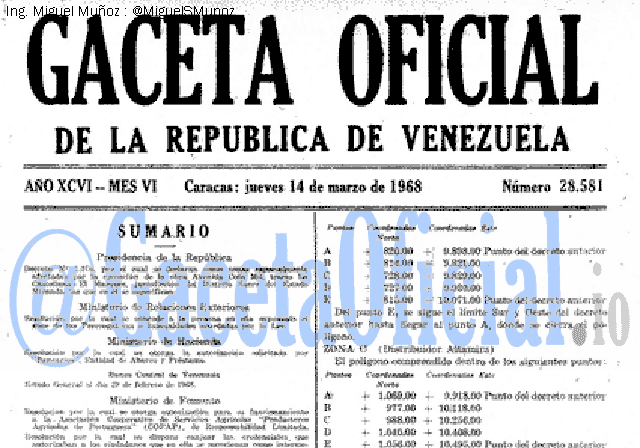 Gaceta Oficial 28581 del 14 Marzo 1968