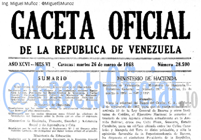 Gaceta Oficial 28590 del 26 Marzo 1968