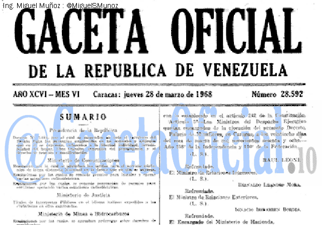 Gaceta Oficial 28592 del 28 Marzo 1968