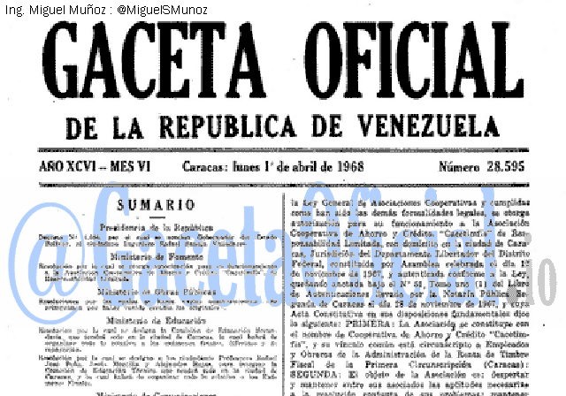 Gaceta Oficial 28595 del 1 Abril 1968