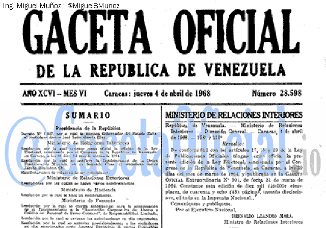 Gaceta Oficial 28598 del 4 Abril 1968