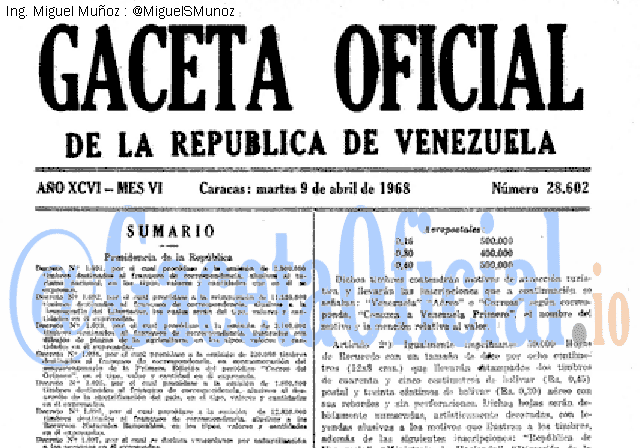 Gaceta Oficial 28602 del 9 Abril 1968