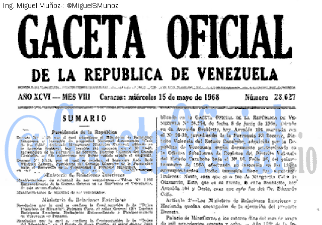 Gaceta Oficial 28627 del 15 Mayo 1968