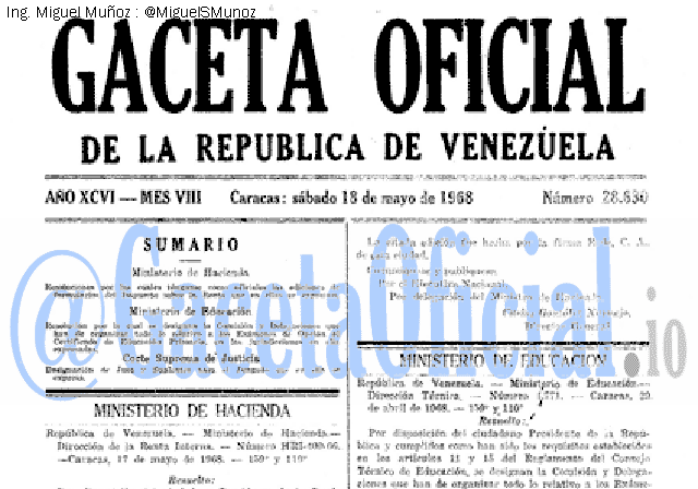 Gaceta Oficial 28630 del 18 Mayo 1968
