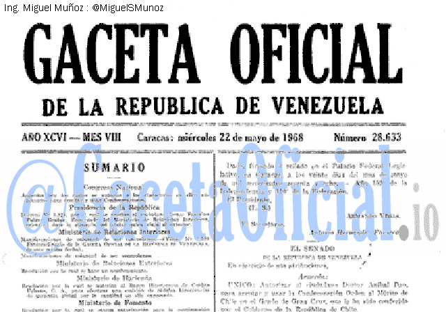 Gaceta Oficial 28633 del 22 Mayo 1968