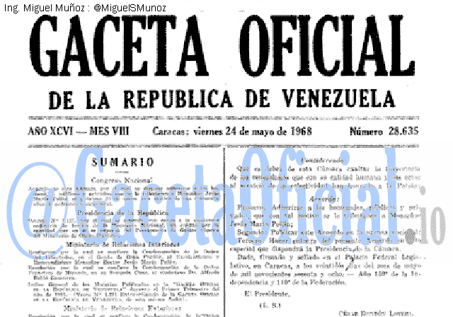 Gaceta Oficial 28635 del 24 Mayo 1968