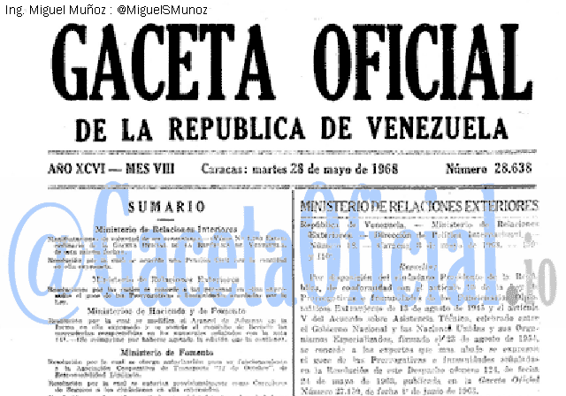 Gaceta Oficial 28638 del 28 Mayo 1968