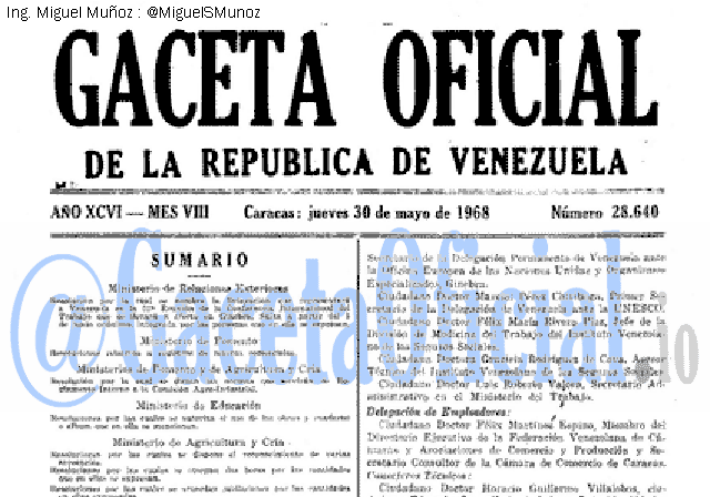 Gaceta Oficial 28640 del 30 Mayo 1968