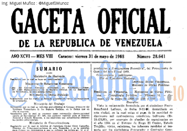 Gaceta Oficial 28641 del 31 Mayo 1968
