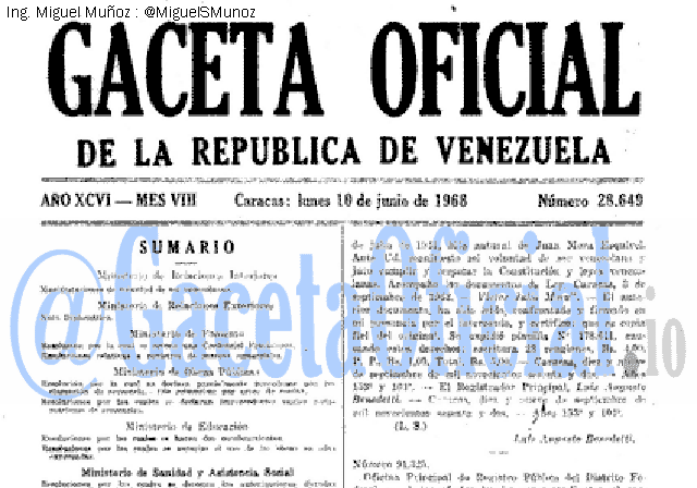 Gaceta Oficial 28649 del 10 Junio 1968