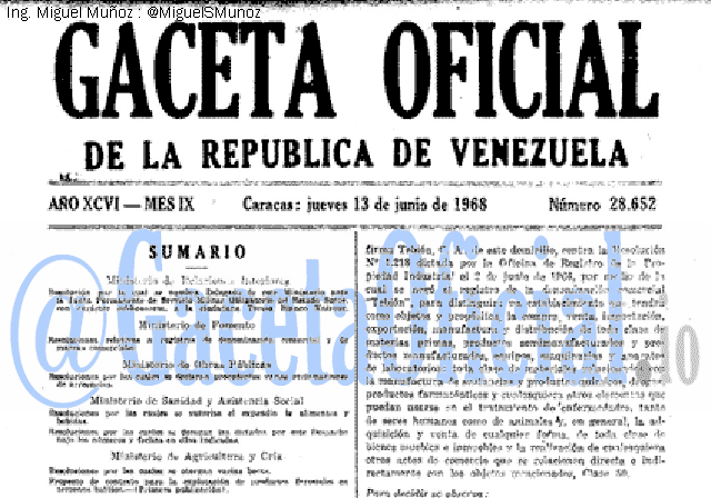 Gaceta Oficial 28652 del 13 Junio 1968