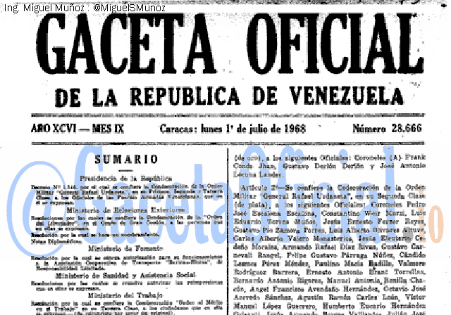 Gaceta Oficial 28666 del 1 Julio 1968
