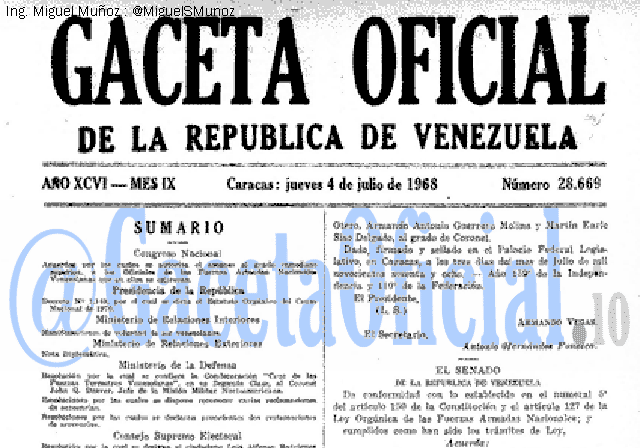 Gaceta Oficial 28669 del 4 Julio 1968