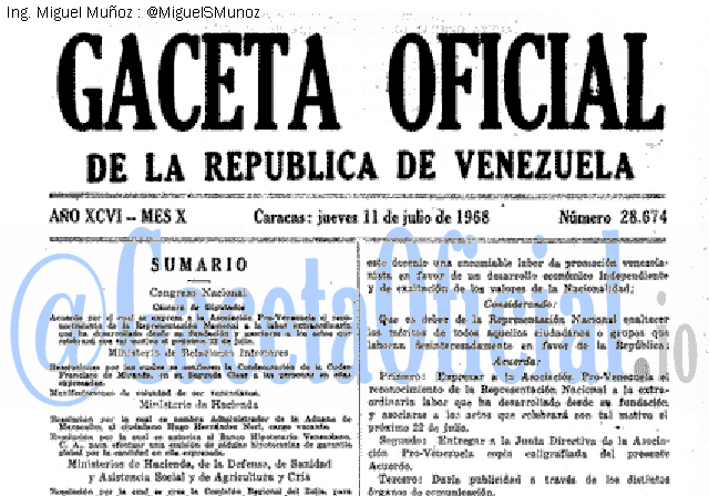 Gaceta Oficial 28674 del 11 Julio 1968