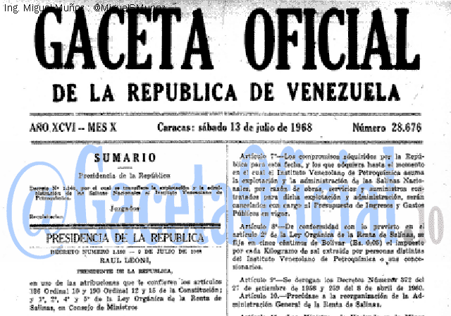 Gaceta Oficial 28676 del 13 Julio 1968