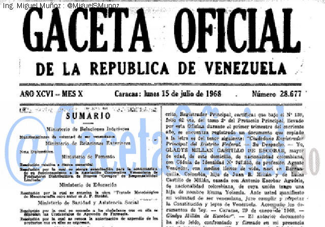 Gaceta Oficial 28677 del 15 Julio 1968