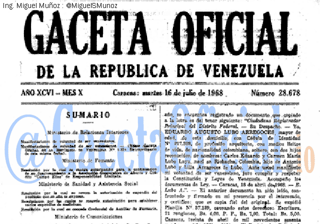Gaceta Oficial 28678 del 16 Julio 1968