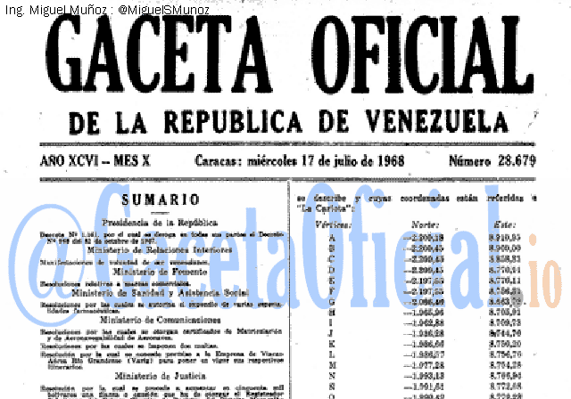 Gaceta Oficial 28679 del 17 Julio 1968
