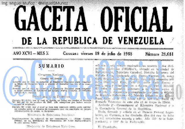 Gaceta Oficial 28681 del 19 Julio 1968