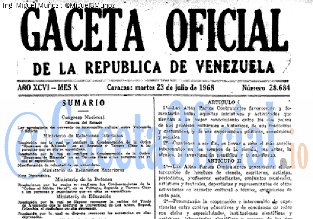 Gaceta Oficial 28684 del 23 Julio 1968