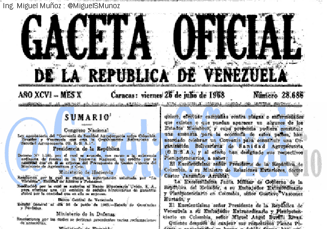Gaceta Oficial 28686 del 26 Julio 1968