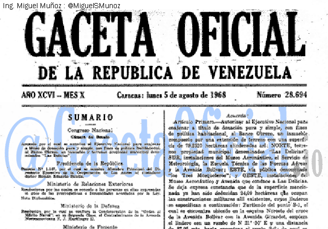 Gaceta Oficial 28694 del 5 Agosto 1968
