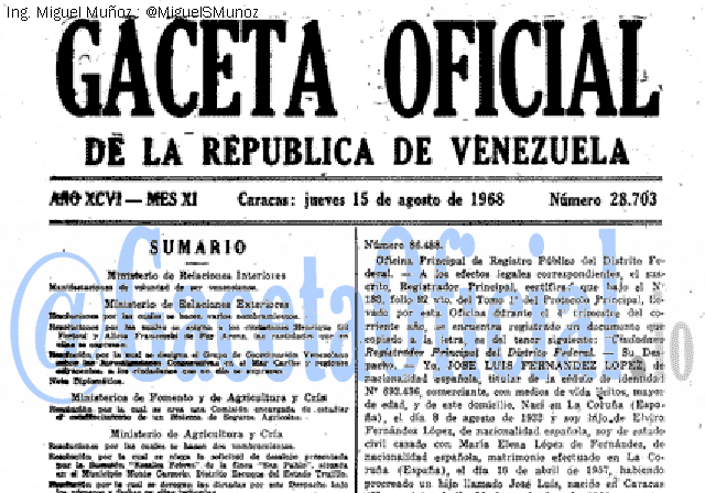 Gaceta Oficial 28703 del 15 Agosto 1968