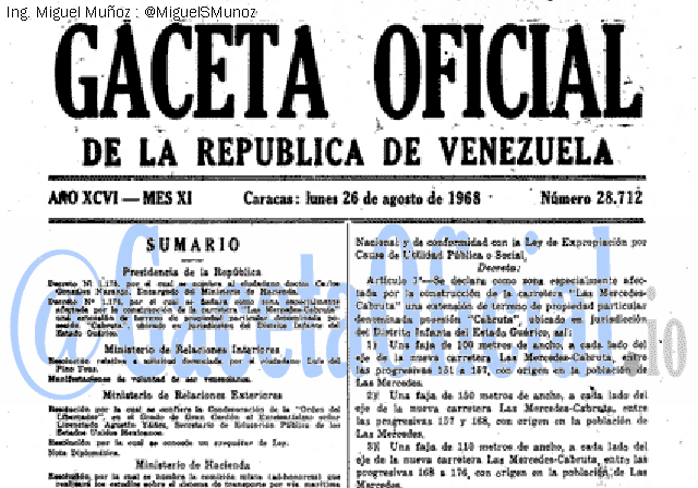 Gaceta Oficial 28712 del 26 Agosto 1968