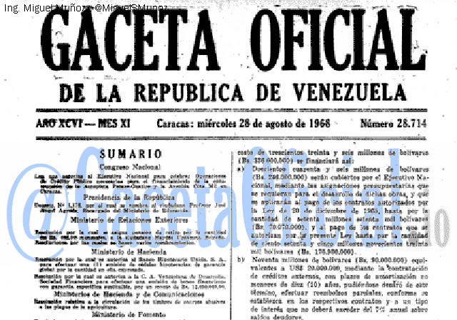 Gaceta Oficial 28714 del 28 Agosto 1968