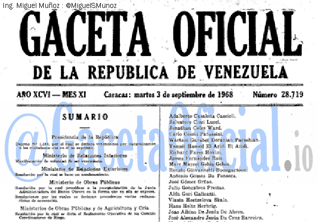Gaceta Oficial 28719 del 3 Septiembre 1968