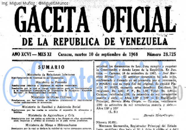Gaceta Oficial 28725 del 10 Septiembre 1968