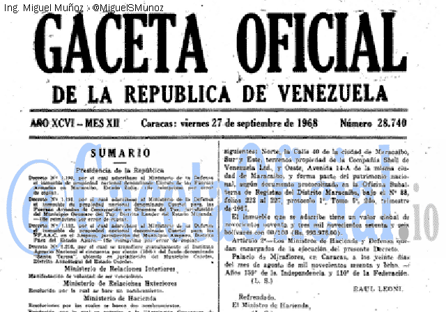 Gaceta Oficial 28740 del 27 Septiembre 1968