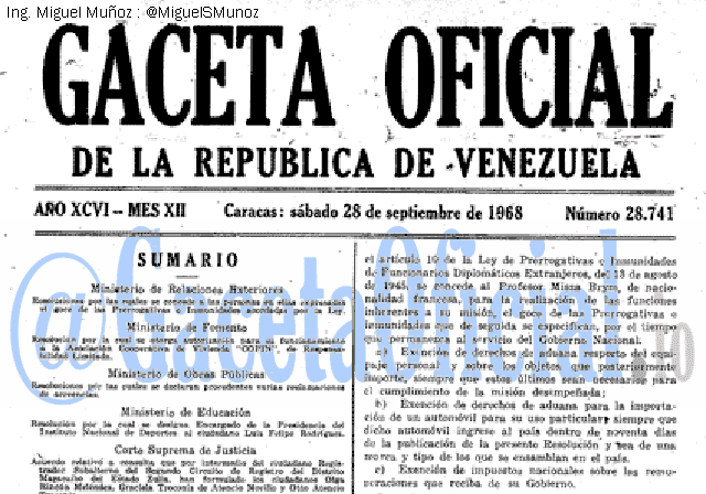 Gaceta Oficial 28741 del 28 Septiembre 1968