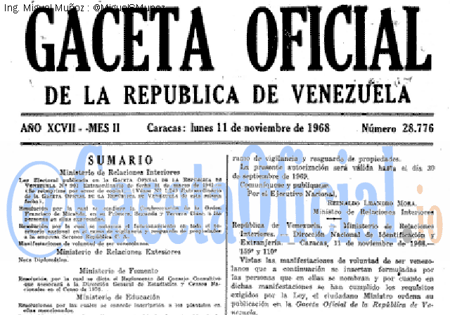 Gaceta Oficial 28776 del 11 Noviembre 1968