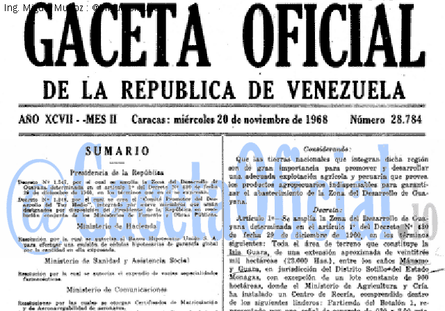 Gaceta Oficial 28784 del 20 Noviembre 1968