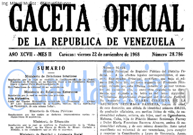 Gaceta Oficial 28786 del 22 Noviembre 1968