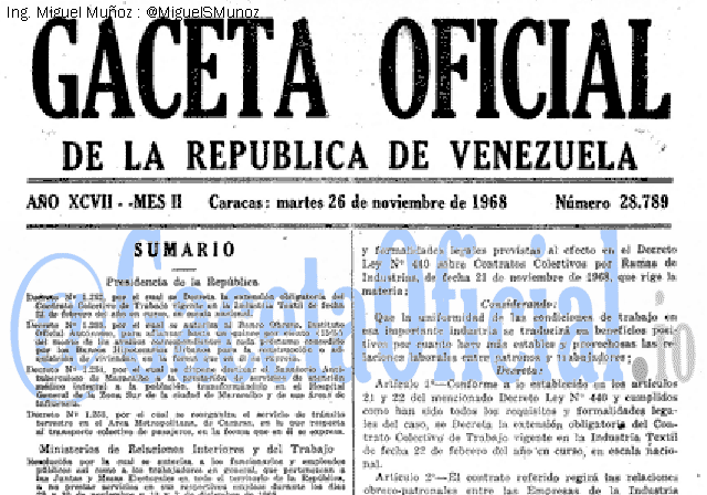 Gaceta Oficial 28789 del 26 Noviembre 1968