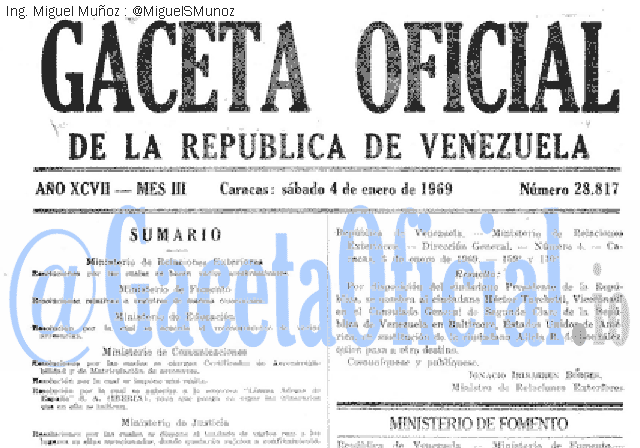 Gaceta Oficial 28817 del 4 Enero 1969