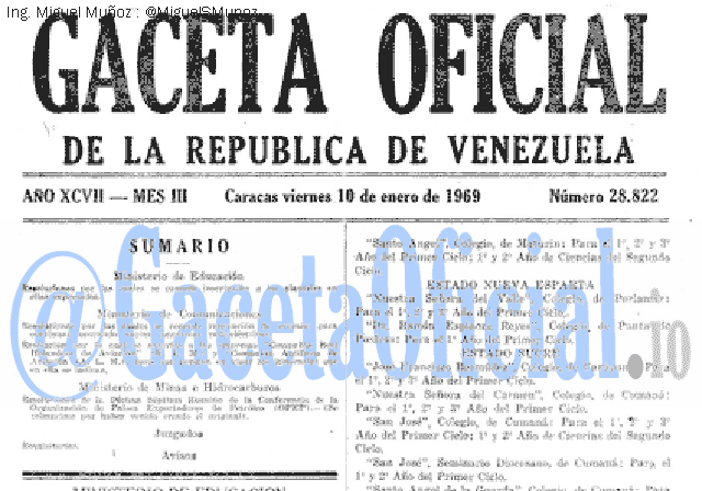 Gaceta Oficial 28822 del 10 Enero 1969