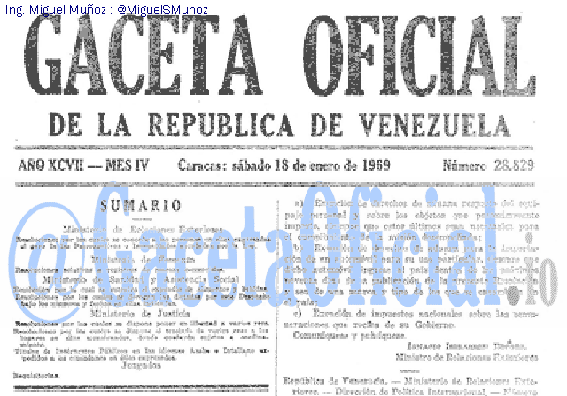 Gaceta Oficial 28829 del 18 Enero 1969