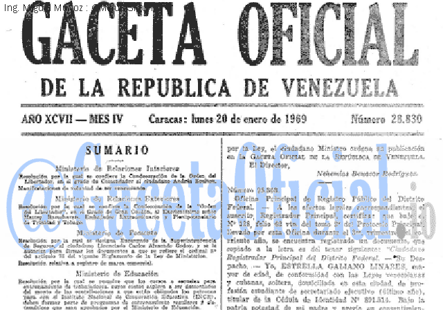Gaceta Oficial 28830 del 20 Enero 1969