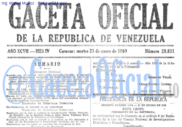 Gaceta Oficial 28831 del 21 Enero 1969