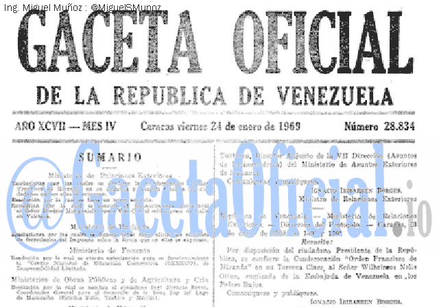 Gaceta Oficial 28834 del 24 Enero 1969